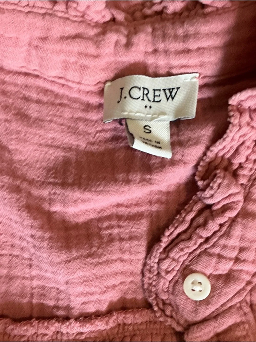 J. Crew Pink Ruffle Cap Sleeve Buttoned Camisole Size S